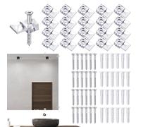 Mirror Hanger Clips - Polished Chrome Decorative Clips, Small Adjustable Glass Brackets, Modern Wall Mirror Holders, Easy Fit Fastening Device | Mirrors Mounting Clip for Closet Hallway Living Room