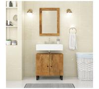 Mirror Honey Brown 70x50cm Solid Mango Wood Frame Wall-Mounted Rustic Large Size
