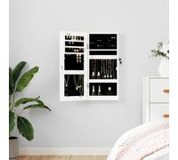 Mirror Jewellery Cabinet White 30x8.5x67cm Engineered Wood Lockable With 2 Keys