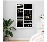 Mirror Jewellery Cabinet White 37.5x10x106cm Engineered Wood Lockable with Keys