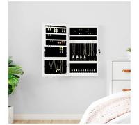 Mirror Jewellery Cabinet White 37.5x10x67cm Eng Wood LED Lockable Keys Frameless