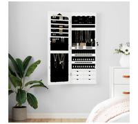 Mirror Jewellery Cabinet White Engineered Wood 37.5x10x106 cm Lockable Slim