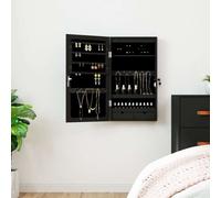 (black) vidaXL Mirror Jewellery Cabinet Mirror Armoire with LED Lights Wall Mounted