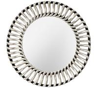 Mirror Large Contemporary Black Circular Frame Thick Silver Spokes Black Silver