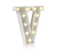Mirror LED Numbers and Letters, Height 22cm, Thickness 4cm, 26 Letters & 10 Numbers, Warm Light/Battery Powered, Dual-Purpose: Display/Hanging,V,White