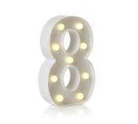 Mirror LED Numbers and Letters, Height 22cm, Thickness 4cm, 26 Letters & 10 Numbers, Warm Light/Battery Powered, Dual-Purpose: Display/Hanging,8,White