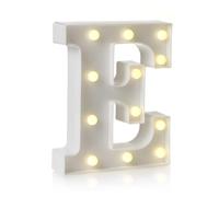 Mirror LED Numbers and Letters, Height 22cm, Thickness 4cm, 26 Letters & 10 Numbers, Warm Light/Battery Powered, Dual-Purpose: Display/Hanging,E,White
