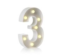 Mirror LED Numbers and Letters, Height 22cm, Thickness 4cm, 26 Letters & 10 Numbers, Warm Light/Battery Powered, Dual-Purpose: Display/Hanging,3,White