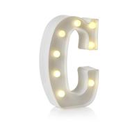 Mirror LED Numbers and Letters, Height 22cm, Thickness 4cm, 26 Letters & 10 Numbers, Warm Light/Battery Powered, Dual-Purpose: Display/Hanging,C,White