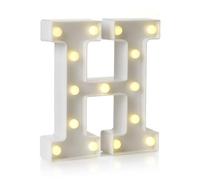 Mirror LED Numbers and Letters, Height 22cm, Thickness 4cm, 26 Letters & 10 Numbers, Warm Light/Battery Powered, Dual-Purpose: Display/Hanging,H,White