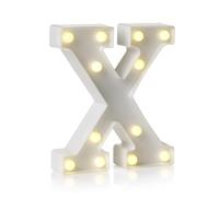 Mirror LED Numbers and Letters, Height 22cm, Thickness 4cm, 26 Letters & 10 Numbers, Warm Light/Battery Powered, Dual-Purpose: Display/Hanging,X,White