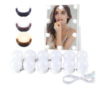Mirror Lights, Hollywood Makeup Mirror Light with USB Power Cord, 3-Color Dressing Table Lights, Bath Mirror Lamps 10 Level Adjustable (Type C-12 Bulbs)
