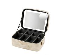 Mirror Makeup Bag Organiser Makeup Organiser Vanity with Lights Travel Makeup Train Cases with LED Lighted Mirror 3 Color Setting, Makeup Case with Adjustable Dividers