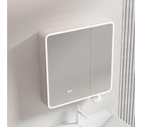 Mirror Medicine Cabinet With Round Corner & White Lights, Bathroom Medicine Mirror Cabinet,Wall Mirror Storage Shelf, Bathroom Mirror With Anti Fog, Mount For Bathroom Vanity And Modern Styl