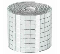 Mirror Mosaic Tile Roll Silver Glass 100x4cm Geometric Mirror Finish 12pcs Decor