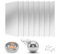 Mirror Mosaic Tiles,5 x 5mm Self Adhesive Mirror Tile Mosaic Silver Glass Pieces Square Disco Tiles for DIY Craft Party Decoration, Disco’ 4D Ball Stickers