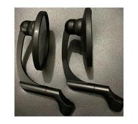 mirror motorcycle rearview Vintage Round Motorcycle Rearview Mirror Bend Rod Convex Reflector Silver Handle Bar End Mirrors(Black)
