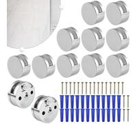 Mirror Mounting Brackets Round Glass Fixing Brackets Fittings | Mirror Fixing Clips for Drywall for Home Office, Apartment, College Dorm, Laundry Room, Bathroom, Kitchen,