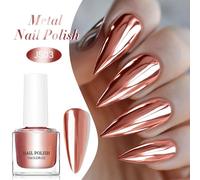 Mirror Nail Polish, Metallic Nail Polish - Chrome Metallic Shine, Quick-Drying & Chip-Resistant - No UV Lamp Required for Home & Salon Manicures, Ideal for Women and Girls (3#Rose Gold)