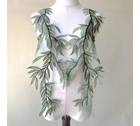 Mirror Pair Leaves Lace Applique Vines Embroideried Stitch Sewing Lace Patch Motif Three Color for Bridal Gown Veil Wedding Dresses for Wedding Accessories for Dress Costumes (Green)