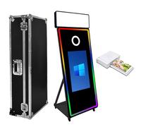 Mirror Photo Booth 65in with Flight Case, 43 Inch Touch Screen Magic Mirror Booth Machine DSLR Photobooth Selfie Booth for Wedding Party Events (Black Booth+Printer)