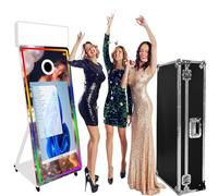 Mirror Photo Booth 65in with Flight Case, 43 Inch Touch Screen Magic Mirror Booth Machine DSLR Photobooth Selfie Booth for Wedding Party Events (White Booth)