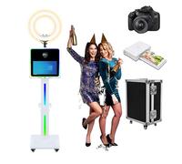 Mirror Photo Booth Machine Touch Screen 15.6'' with DSLR Photo Booth with Flight Case APP Remote Control for Rental Business Parties (Machine+Camera+Mini Printer)