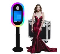 Mirror Photo Booth Machine with 13.3'' Touch Screen Photo Booth Machine with Flight Case,Built-in Mini PC,RGB Light for Party Events Wedding Rental (Black, Photo Booth Machine)