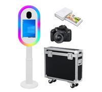 Mirror Photo Booth Machine with 13.3'' Touch Screen Photo Booth Machine with Flight Case,Built-in Mini PC,RGB Light for Party Events Wedding Rental (White, Machine+Camera+Mini Printer)