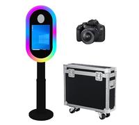 Mirror Photo Booth Machine with 13.3'' Touch Screen Photo Booth Machine with Flight Case,Built-in Mini PC,RGB Light for Party Events Wedding Rental (Black, Machine+Camera)