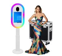 Mirror Photo Booth Machine with 13.3'' Touch Screen Photo Booth Machine with Flight Case,Built-in Mini PC,RGB Light for Party Events Wedding Rental (White, Photo Booth Machine)