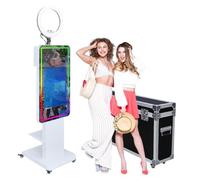 Mirror Photo Booth with 21.5 inch LCD Touch Screen, Built-in Mini PC, RGB Ring Light,Sharing and Printing, Photobooth Machine Selfie Shell Stand for Wedding Party Event (Photo Booth)