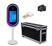 Mirror Photo Booth with 21.5" Touchscreen, APP Control & Instant Printing, DSLR Photo Booth Includes Flight Case for Wedding Parties Events Graduation (White, Photo Booth + Printer + Camera)