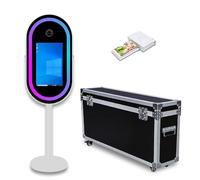 Mirror Photo Booth with 21.5" Touchscreen, APP Control & Instant Printing, DSLR Photo Booth Includes Flight Case for Wedding Parties Events Graduation (White, Photo Booth + Printer)