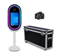 Mirror Photo Booth with 21.5" Touchscreen, APP Control & Instant Printing, DSLR Photo Booth Includes Flight Case for Wedding Parties Events Graduation (White, Photo Booth + Camera)