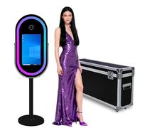 Mirror Photo Booth with 21.5" Touchscreen, APP Control & Instant Printing, DSLR Photo Booth Includes Flight Case for Wedding Parties Events Graduation (Black, Photo Booth)