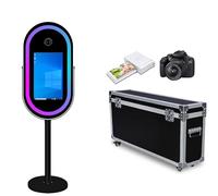 Mirror Photo Booth with 21.5" Touchscreen, APP Control & Instant Printing, DSLR Photo Booth Includes Flight Case for Wedding Parties Events Graduation (Black, Photo Booth + Printer + Camera)