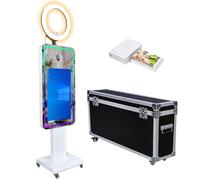 Mirror Photo Booth with 21.5" Touchscreen, APP Control & Instant Printing, Portable DSLR Photo Booth Includes RGB Ring Light & Flight Case for Wedding Parties Events (Photo Booth + Printer)