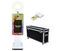 Mirror Photo Booth with 32" Touchscreen, Camera Selfie Photobooth Machine Includes LED RGB Ring Light & Flight Case for Wedding Birthday Graduation Events (Photo Booth + Printer)