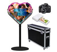 Mirror Photo Booth with APP Software Magic Selfie Station Shell Stand Photobooth Machine Touch Screen with RGB Light and Trolley Flight Case for Events (Black C, Machine+Camera+Mini Printer)