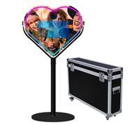 Mirror Photo Booth with APP Software Magic Selfie Station Shell Stand Photobooth Machine Touch Screen with RGB Light and Trolley Flight Case for Events (Black C, Photo Booth Machine)