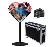 Mirror Photo Booth with APP Software Magic Selfie Station Shell Stand Photobooth Machine Touch Screen with RGB Light and Trolley Flight Case for Events (Black C, Machine+Camera)