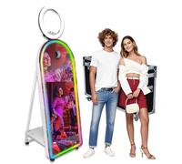 Mirror Photo Booth with Mini PC Touch Screen Selfie DSLR Magic Photobooth Machine with Software RGB and Ring Light and Flight Case for Event Rental Wedding Party