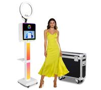 Mirror Photo Booth with Music Synchronized Lights, DSLR Photo Booth with 15.6" Touch Screen, Built-in Mini PC, Flight Case for Wedding Graduation Event Rental (Black, Photo Booth)