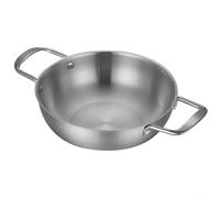Mirror Polish Paella Dish 28cm Rust Resistant Steel(Silvery 28CM) | 28cm diameter, flat base for even heat, mirror polish exterior, dual handles, oven safe up to high temps
