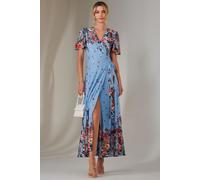 Mirror Print Mesh Wrap Maxi Dress Jolie Moi Blue 10