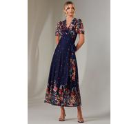 Mirror Print Mesh Wrap Maxi Dress Jolie Moi Multi 12