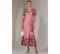 Mirror Print Mesh Wrap Maxi Dress Jolie Moi Pink 16