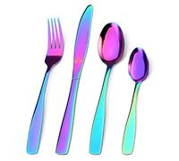 Mirror Rainbow Cutlery Set, Bettlife Tableware Set Stainless Steel Flatware Silverware Set with Knife and Fork Set, Service for 8, Dishwasher Safe, Easy Clean & Hold (Mirror Rainbow, 32 P)