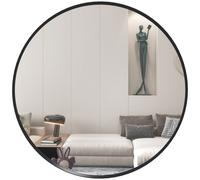 Mirror Round 61cm Black Thick Glass Aluminium Alloy Frame Wall Hanging Bathroom